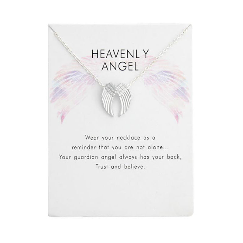 Fashion Jewelry Ladies Pendant Angel Wings Card Necklace