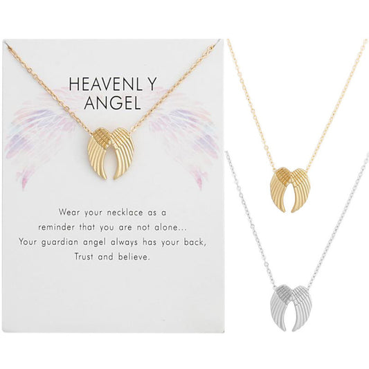 Fashion Jewelry Ladies Pendant Angel Wings Card Necklace