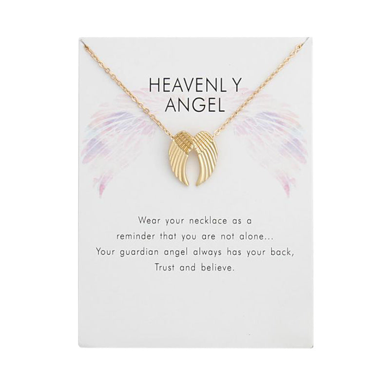 Fashion Jewelry Ladies Pendant Angel Wings Card Necklace